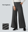 Pantalon tailleur large chevrons taille haute avec poches