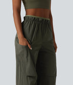 Jogging cargo ample de randonnée taille haute avec poches