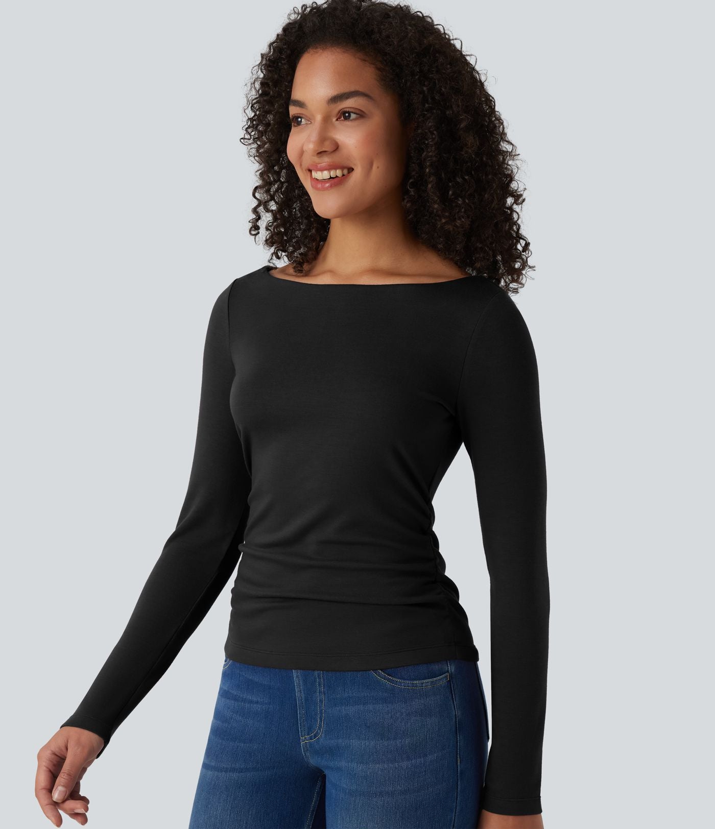 Chemise de travail chauffante Halara HeatCore col bateau manches longues