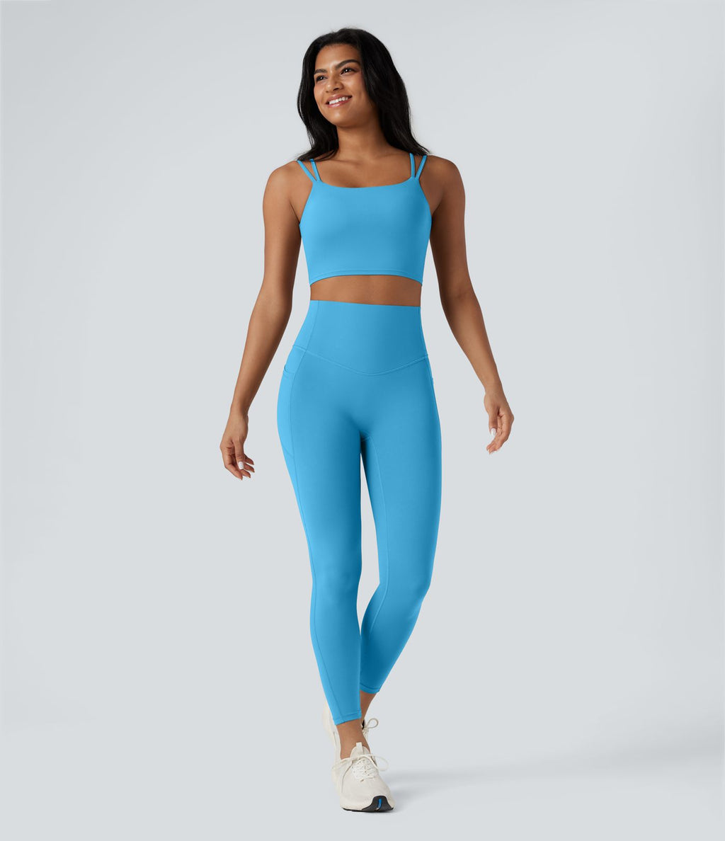 Débardeur yoga court Halara UltraSculpt™ double bretelles torsadé dos nu
