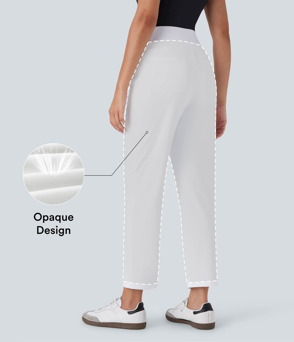 Pantalon de golf fuselé, taille mi-haute, séchage rapide, avec poches et poche tee, UPF40+