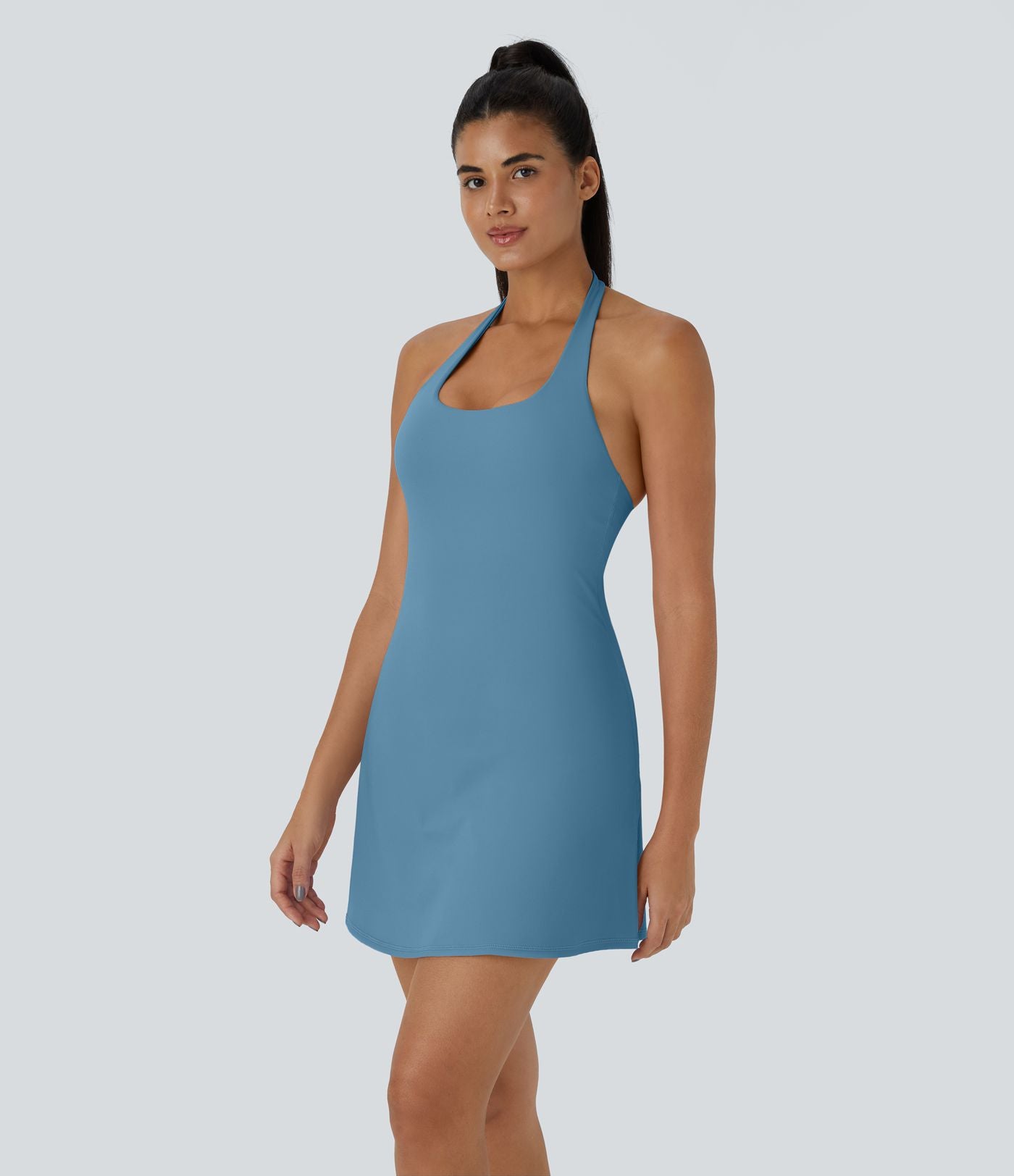 Softlyzero™ Plush Robe Sport Mini 2-en-1 à Poches Dos Nu et Col Halter