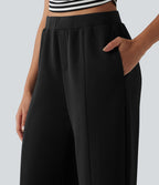 SpacerTek™ Pantalon casual large taille haute avec poches