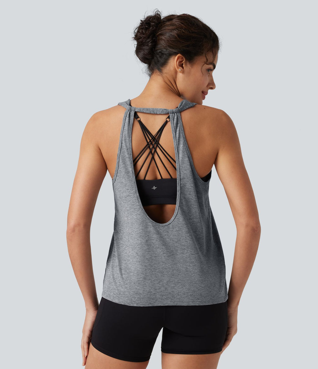 Débardeur de yoga ajusté dos ajouré