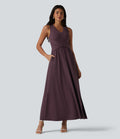 Robe longue sans manches col V avec poches