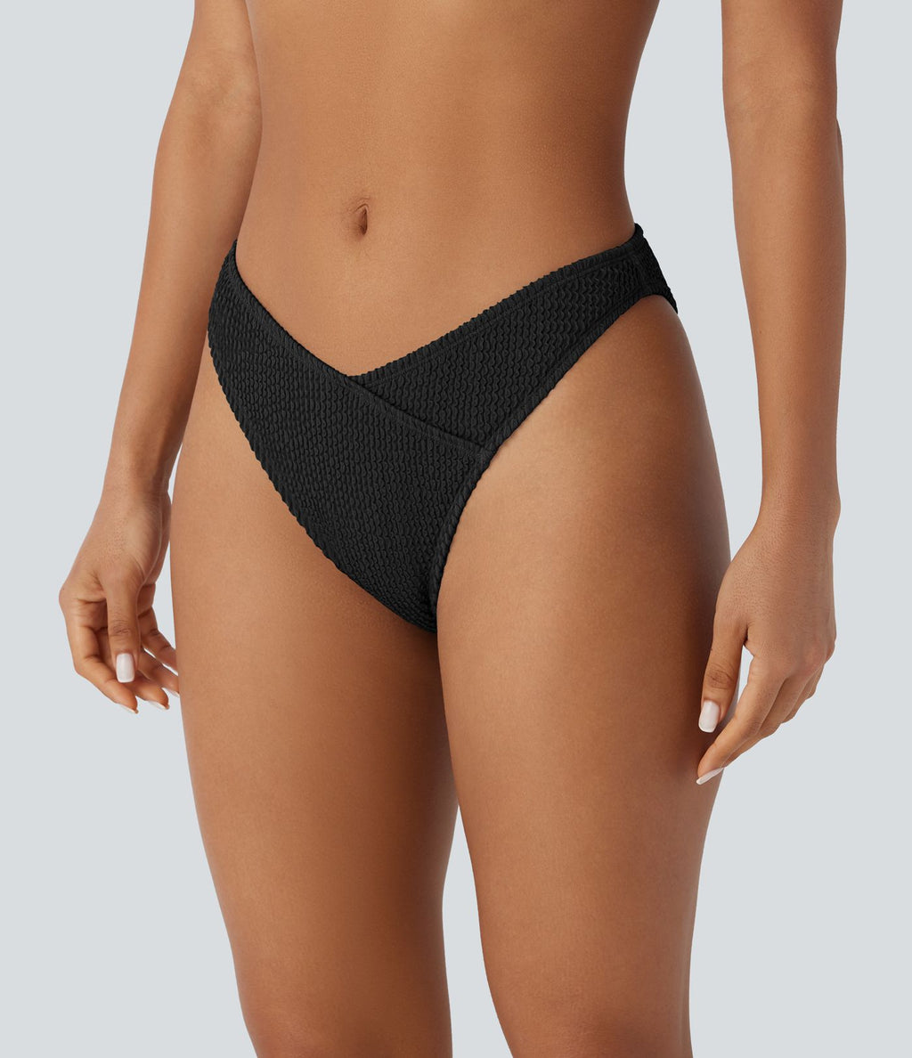 Bas de Bikini à Texture Croisée et Taille Basse
