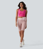 SoftlyZero™ Plush Débardeur de sport dos nu croisé et torsadé, bretelles ajustables et soutien-gorge intégré