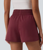 Short sweat décontracté taille haute à ourlet arrondi 7,5 cm avec poches
