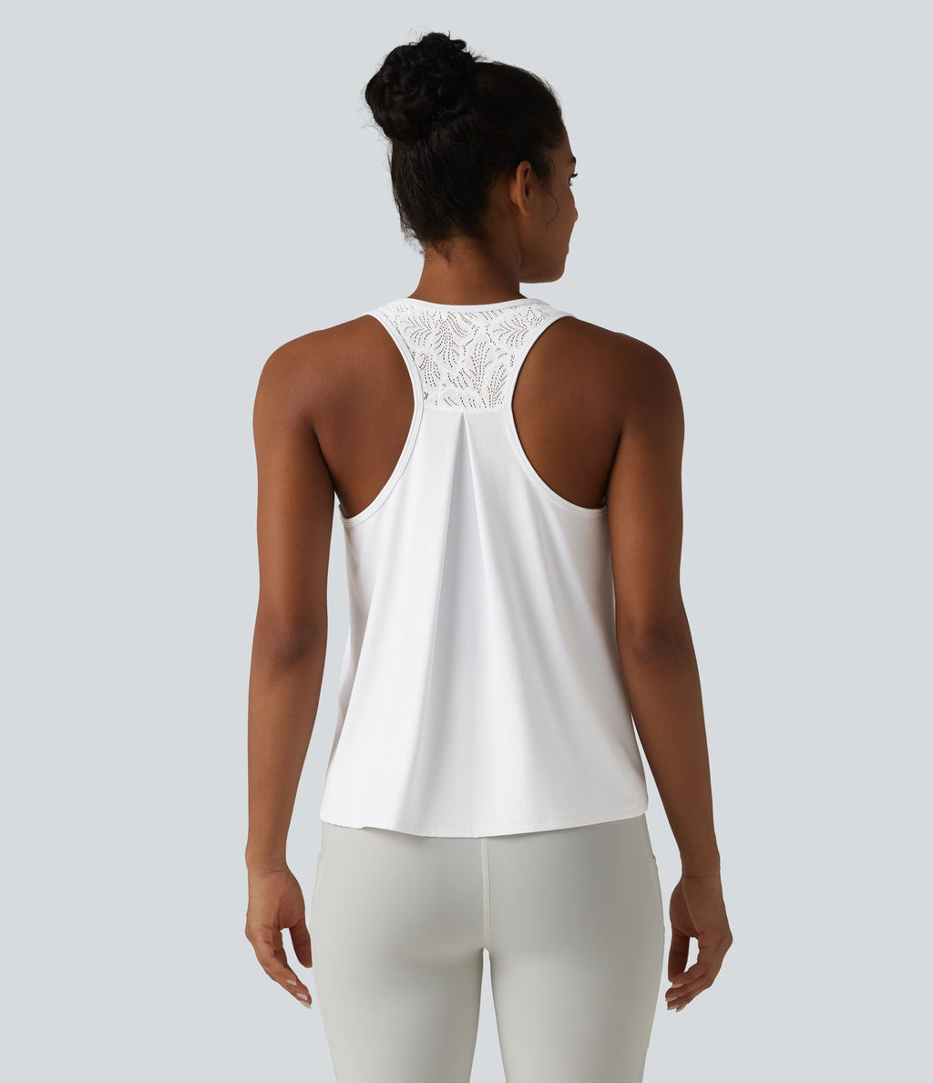 Débardeur de sport dos nageur SoftlyZero™ Airy avec dentelle contrastante effet frais InstantCool, protection solaire UPF50+