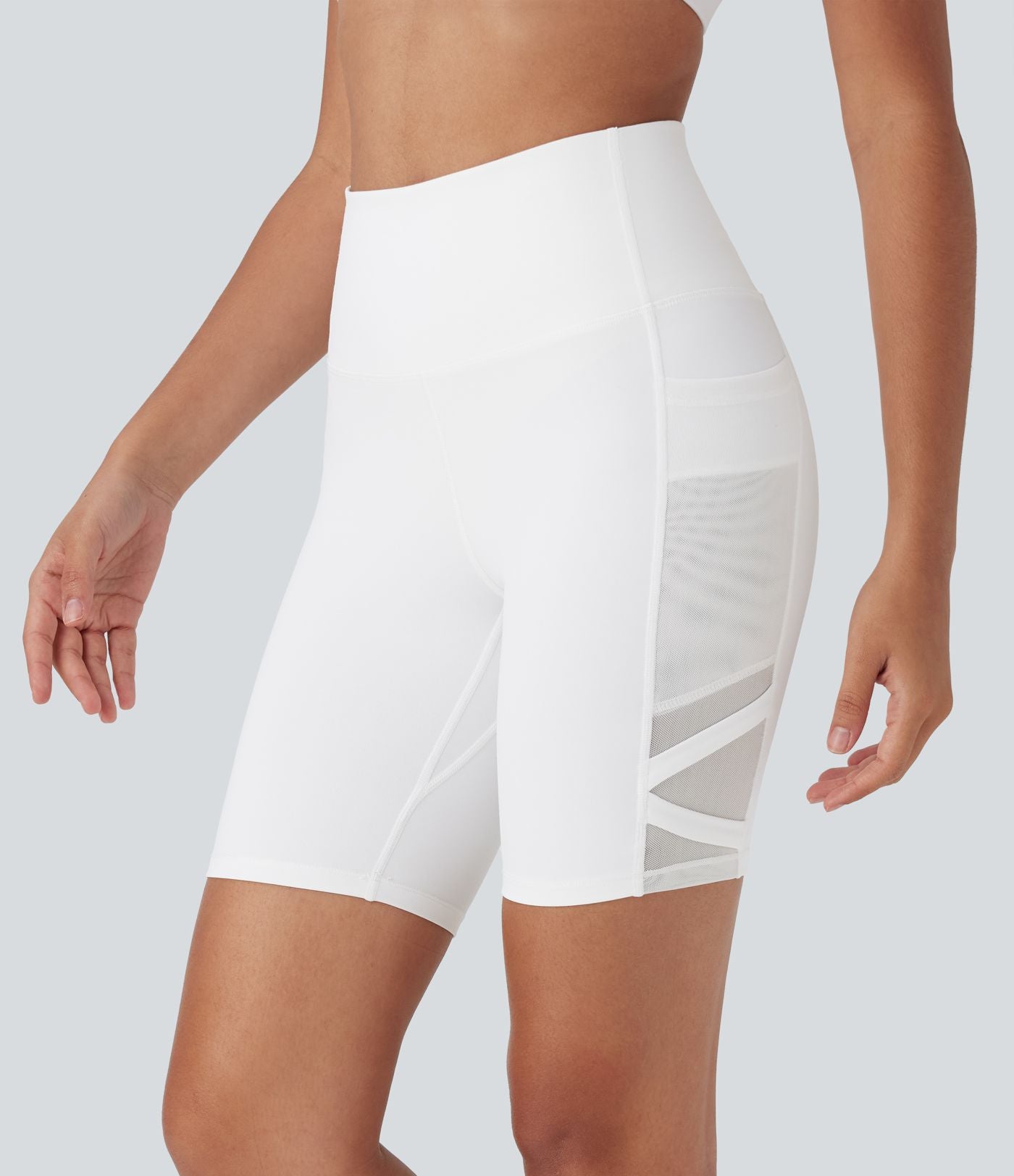 Short cycliste de yoga SpeedWave™ taille haute avec filet contrasté, séchage rapide, poches latérales - 17,5 cm