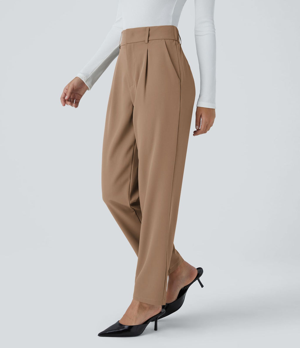 Pantalon tailleur Halara Flex™ fuselé uni, taille haute, avec poches