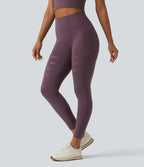 Legging de sport SoftlyZero™ taille haute avec empiècements en dentelle contrastée et poches – UPF 50+
