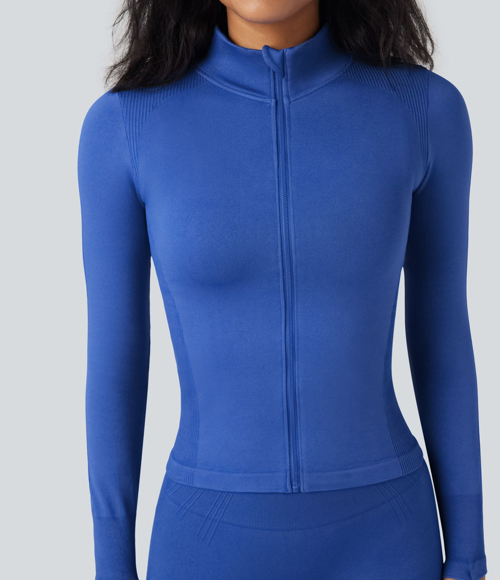 Veste yoga col montant à manches longues avec passants pouces sans couture OneForm Seamless Flow
