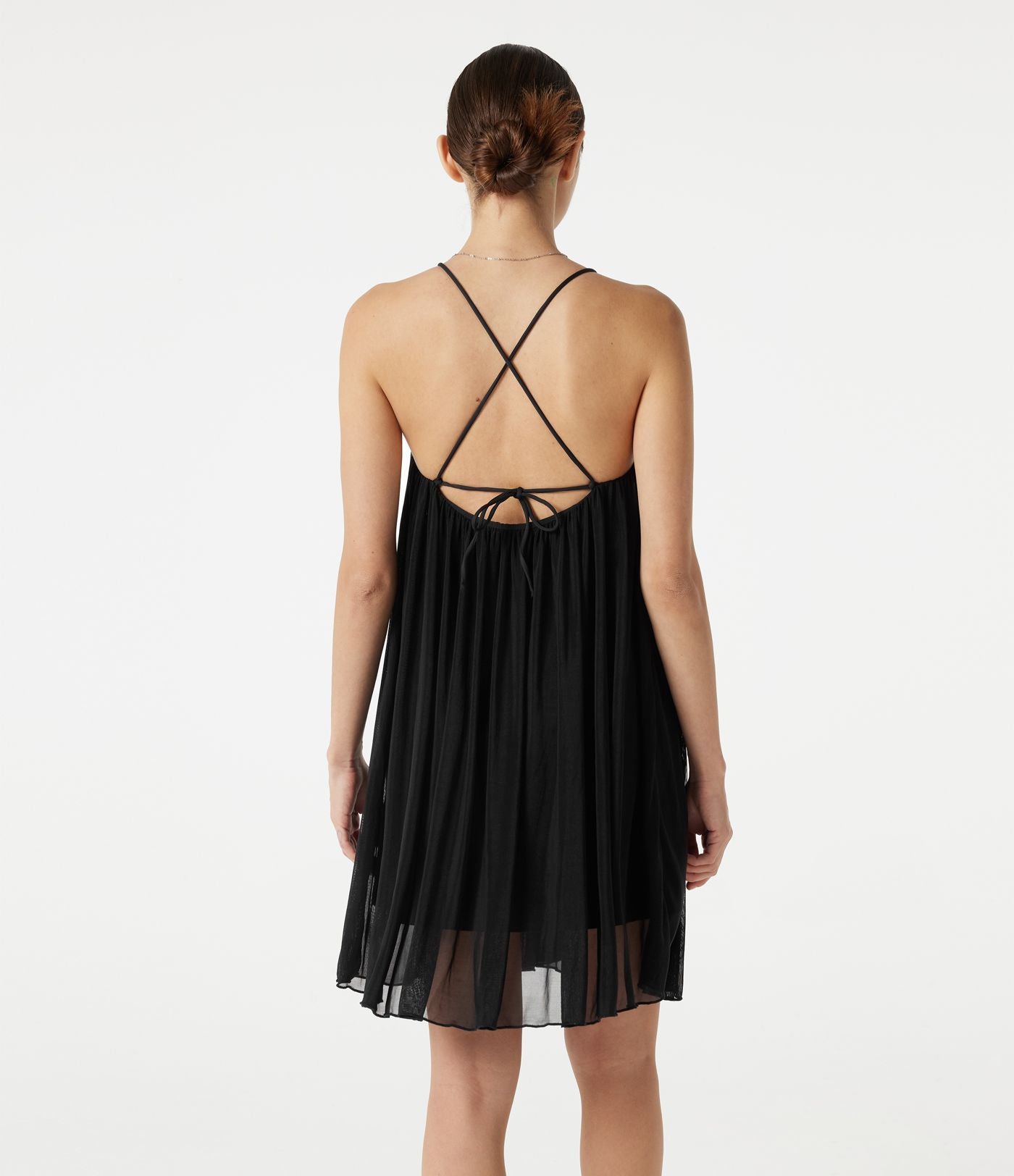 Robe nuisette mini de plage en mesh avec col V et dos noué