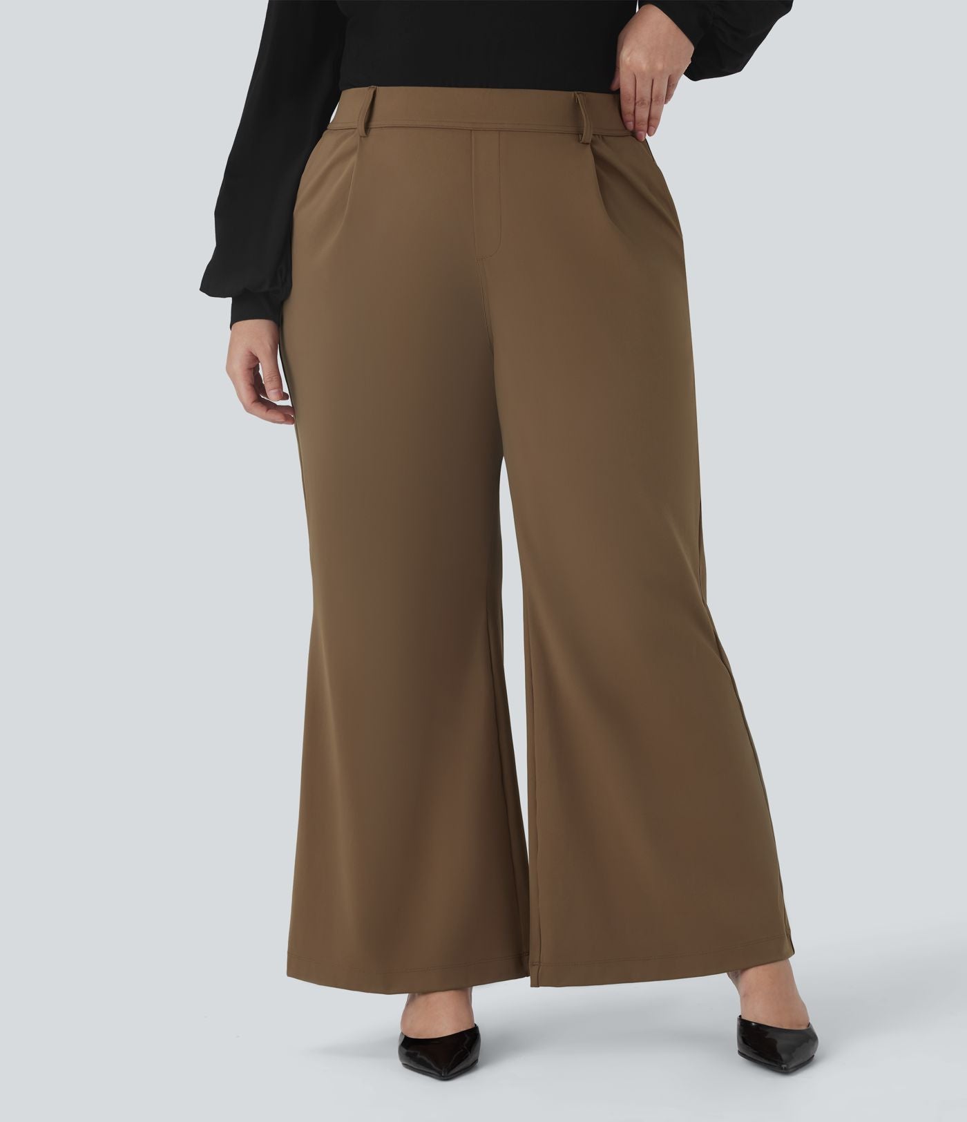 Pantalon tailleur évasé grande taille taille haute Halara Flex™ DayStretch avec poches