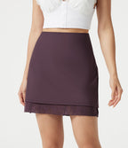 Jupe mini casual SoftlyZero™ taille haute en dentelle contrastée