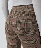 Halara Flex™ Pantalon skinny tailleur taille haute à motif pied-de-poule avec poches arrière