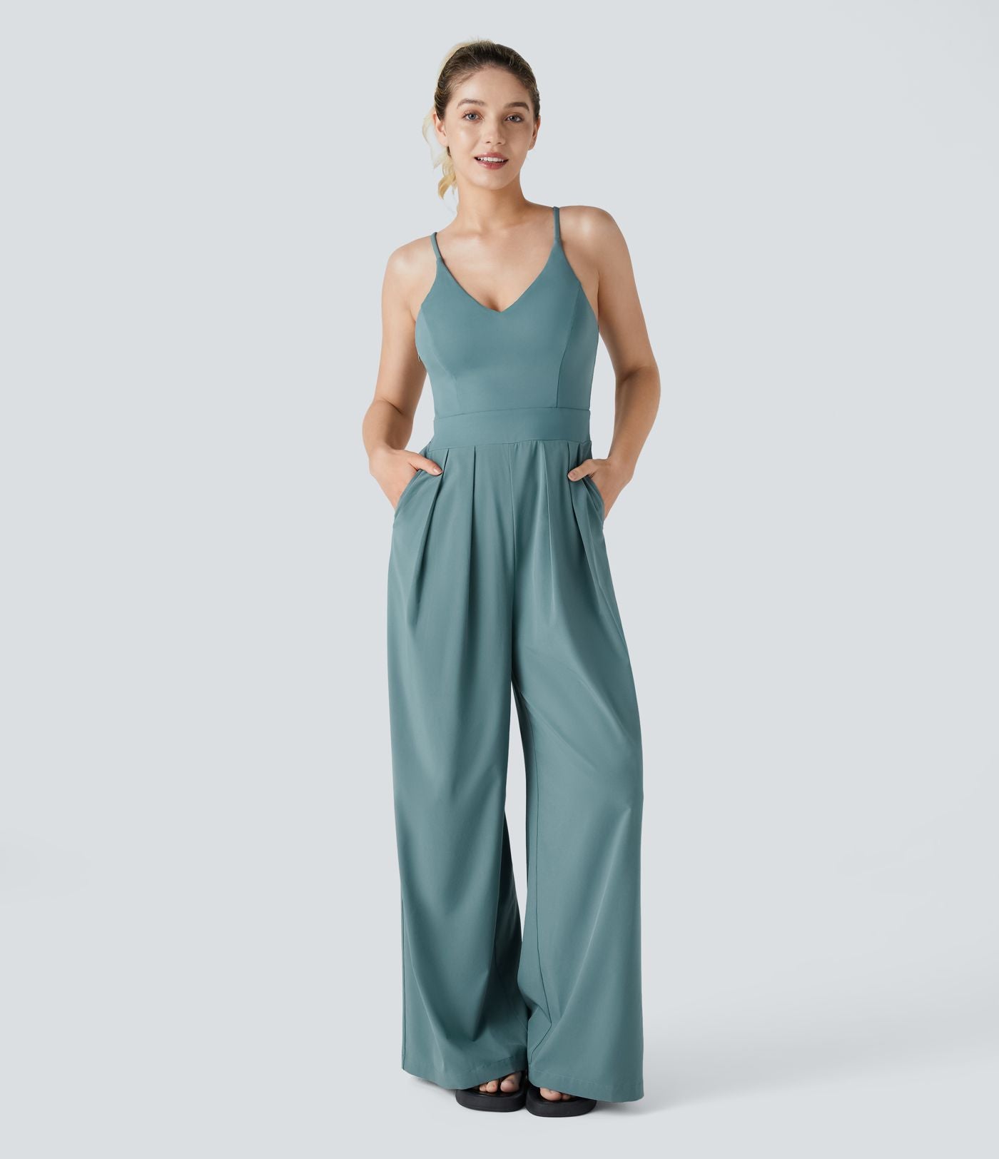 Breezeful™ Combinaison Dos Nu Poche Zippée Invisible Sur le Côté Jambe Large Séchage Rapide