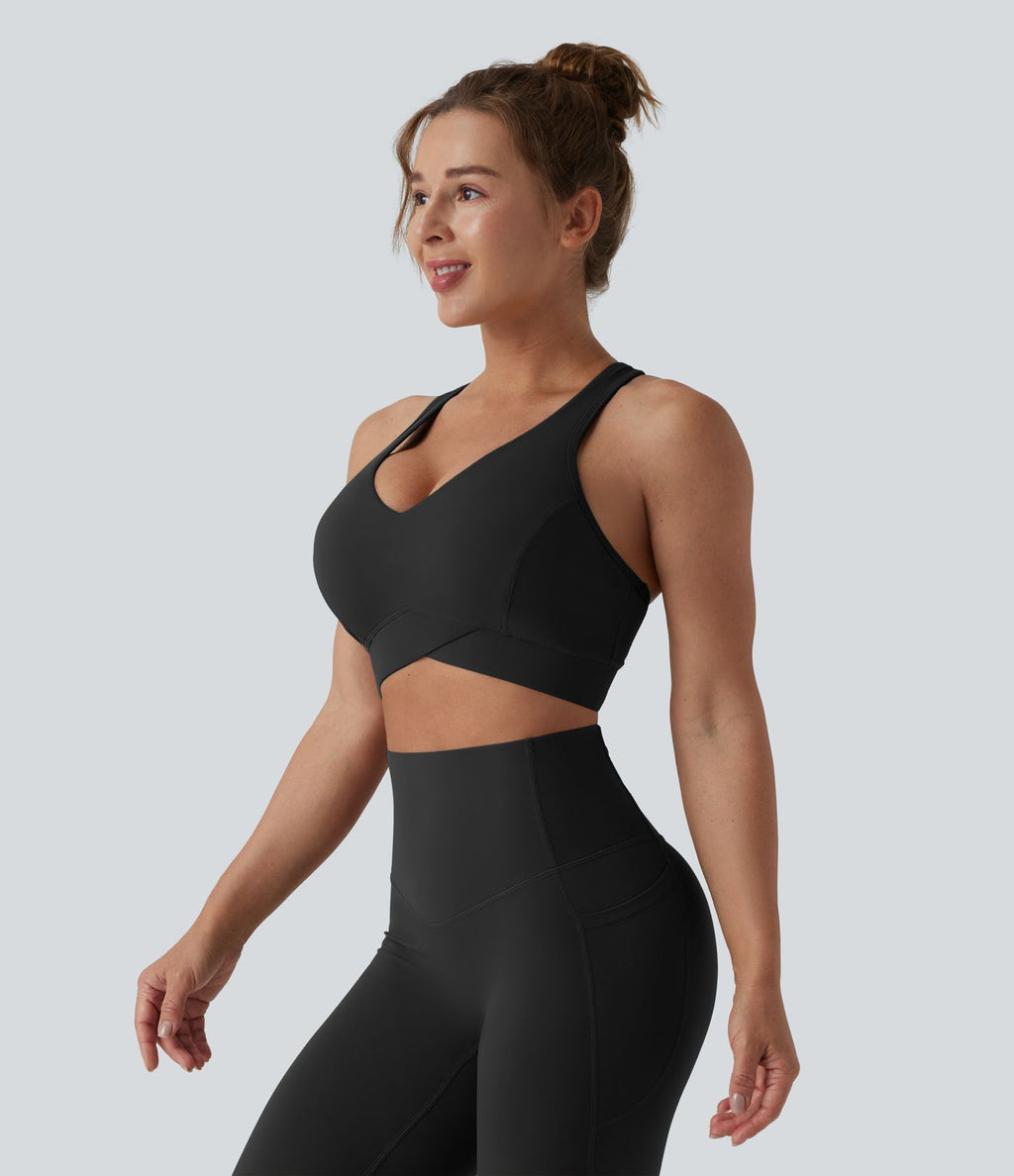 Brassière de sport running Halara UltraSculpt™ maintien léger col V dos nageur bonnets E-G