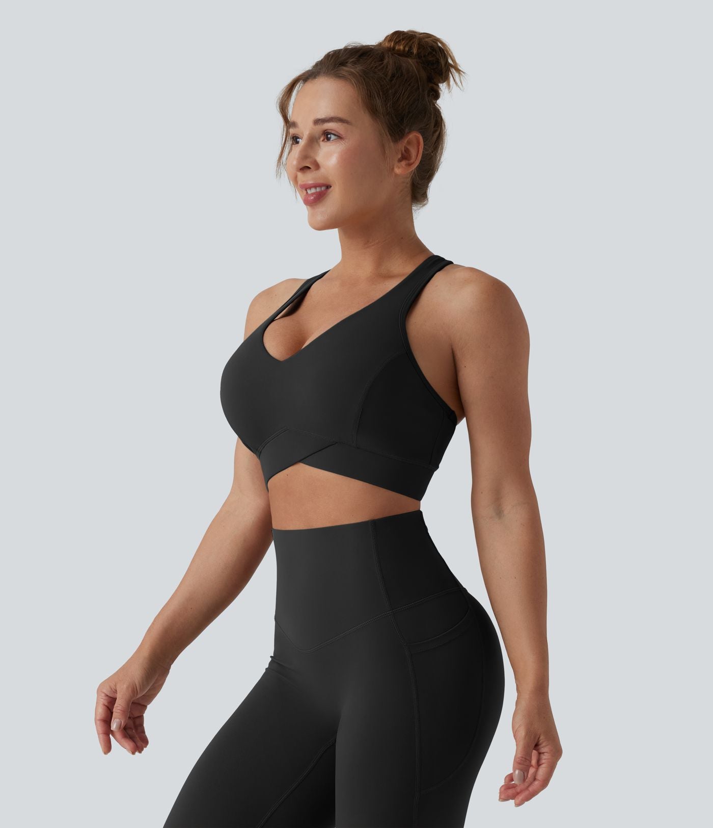 Brassière de sport running Halara UltraSculpt™ maintien léger col V dos nageur bonnets E-G