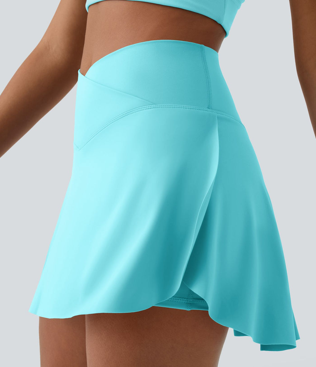 Jupe de tennis mini 2-en-1 quotidienne SoftlyZero™ Airy avec croisement, poche latérale et effet frais InstantCool, Lucid, protection solaire UPF50+