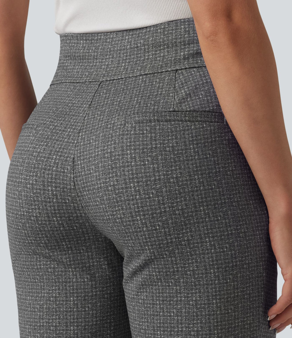 Halara Flex™ Pantalon tailleur évasé taille mi-haute à carreaux avec poches