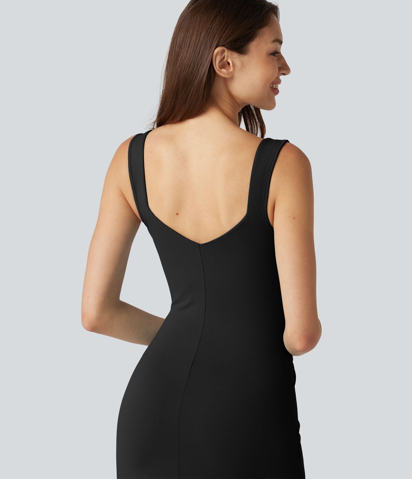 Robe midi moulante décontractée décolleté cœur avec soutien-gorge intégré
