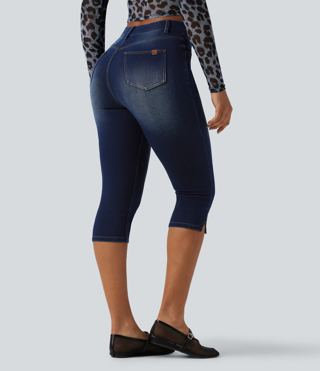 Halara Flex™ Jean slim casual capri taille haute avec fentes et poches