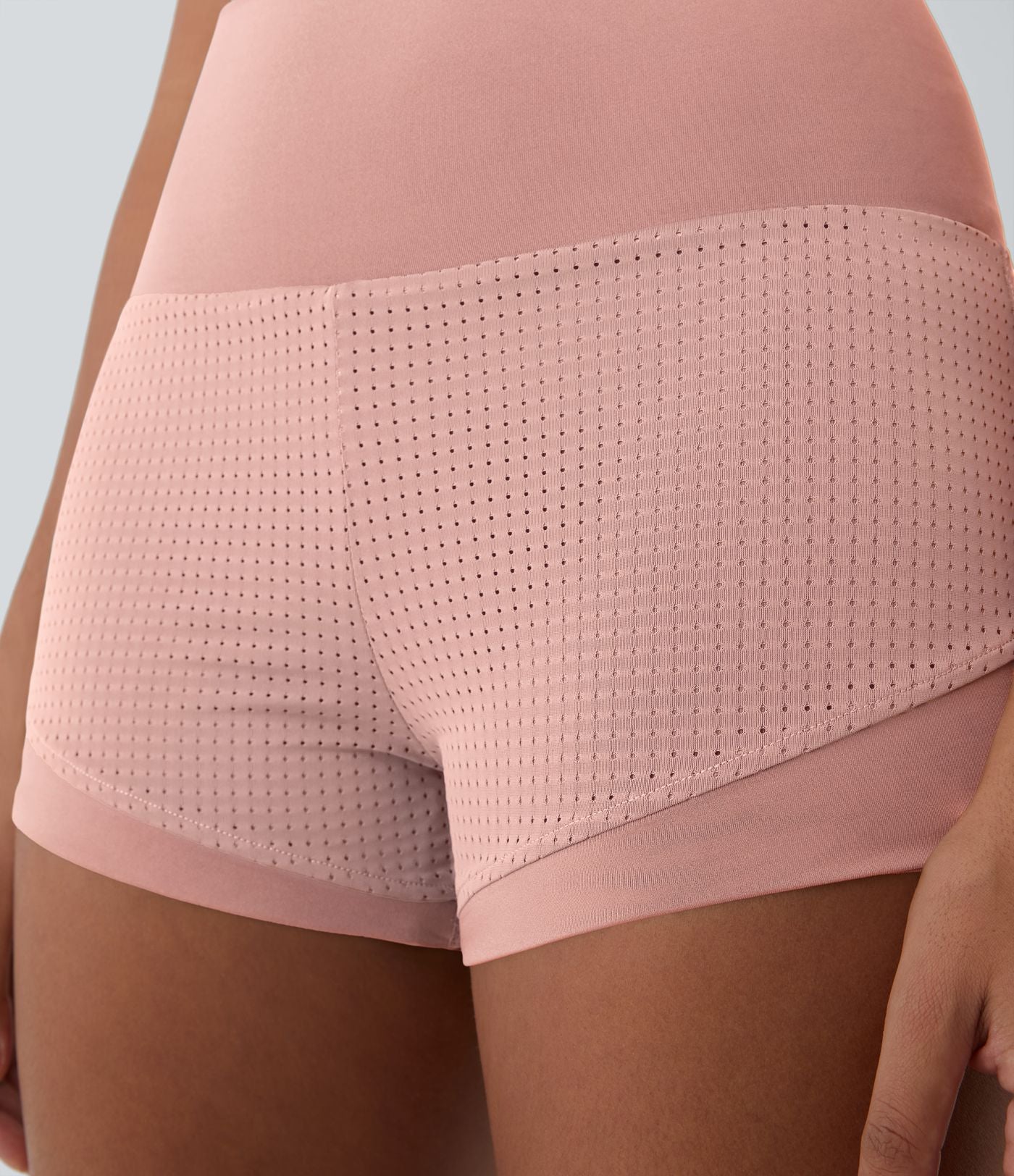 Shorts 2' Casual 2 en1 Taille Haute Empiècement en Maille dans le Dos et Poches