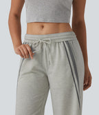 Jogging large décontracté color block taille mi-haute avec cordon de serrage intérieur et poches