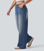 Jean large décontracté Halara Flex™ asymétrique taille mi-haute avec poches