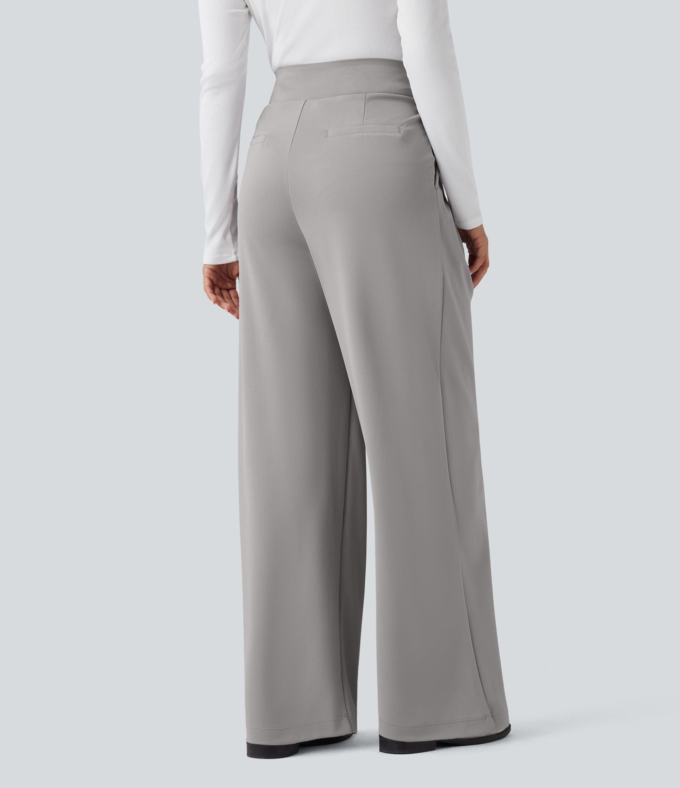 Pantalon de travail droit Halara Flex™ taille haute gainant en crêpe avec poches