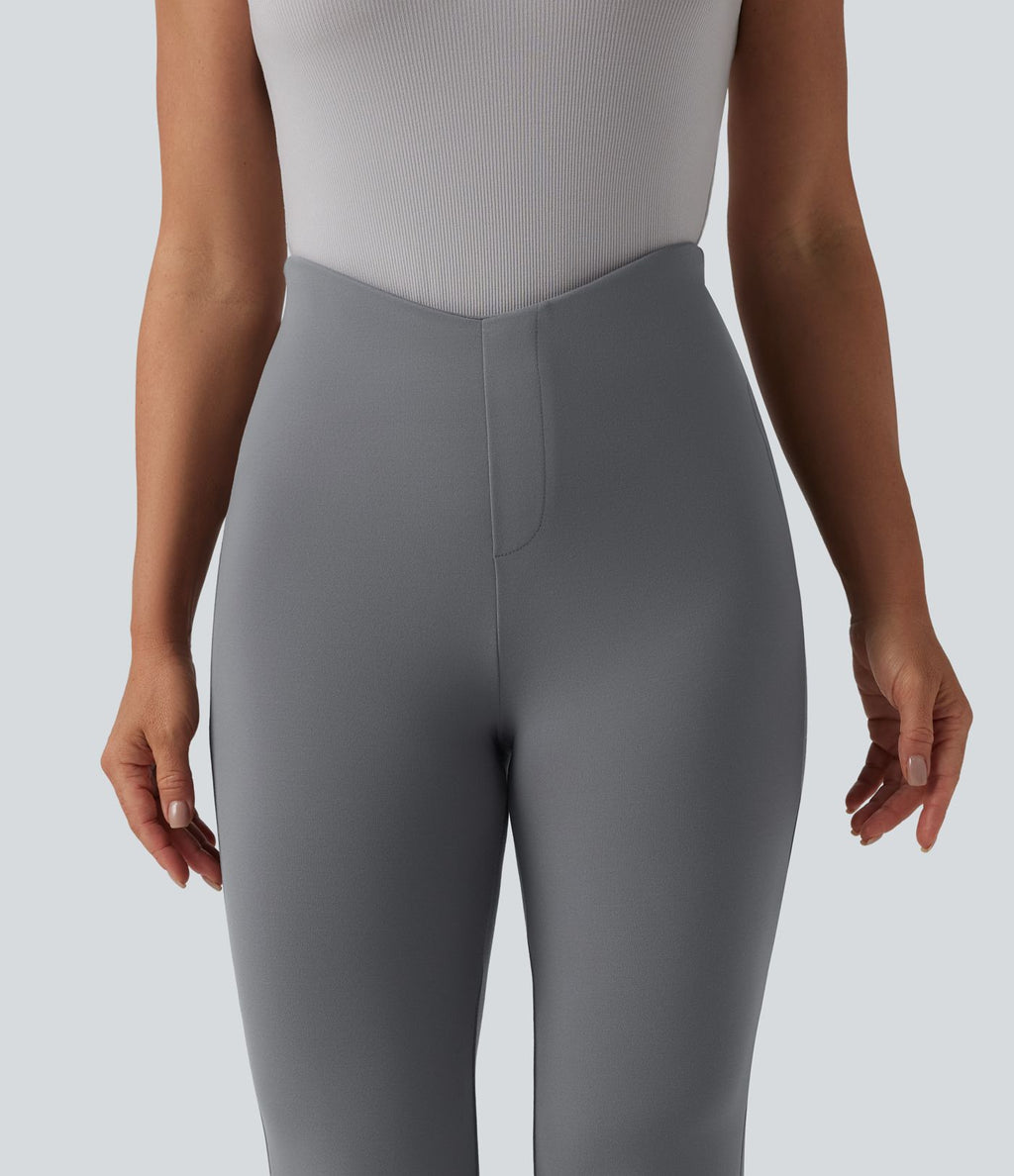 Pantalon évasé décontracté taille haute gainant en V avec poches