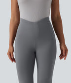 Pantalon évasé décontracté taille haute gainant en V avec poches