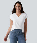 T-shirt casual col V manches courtes
