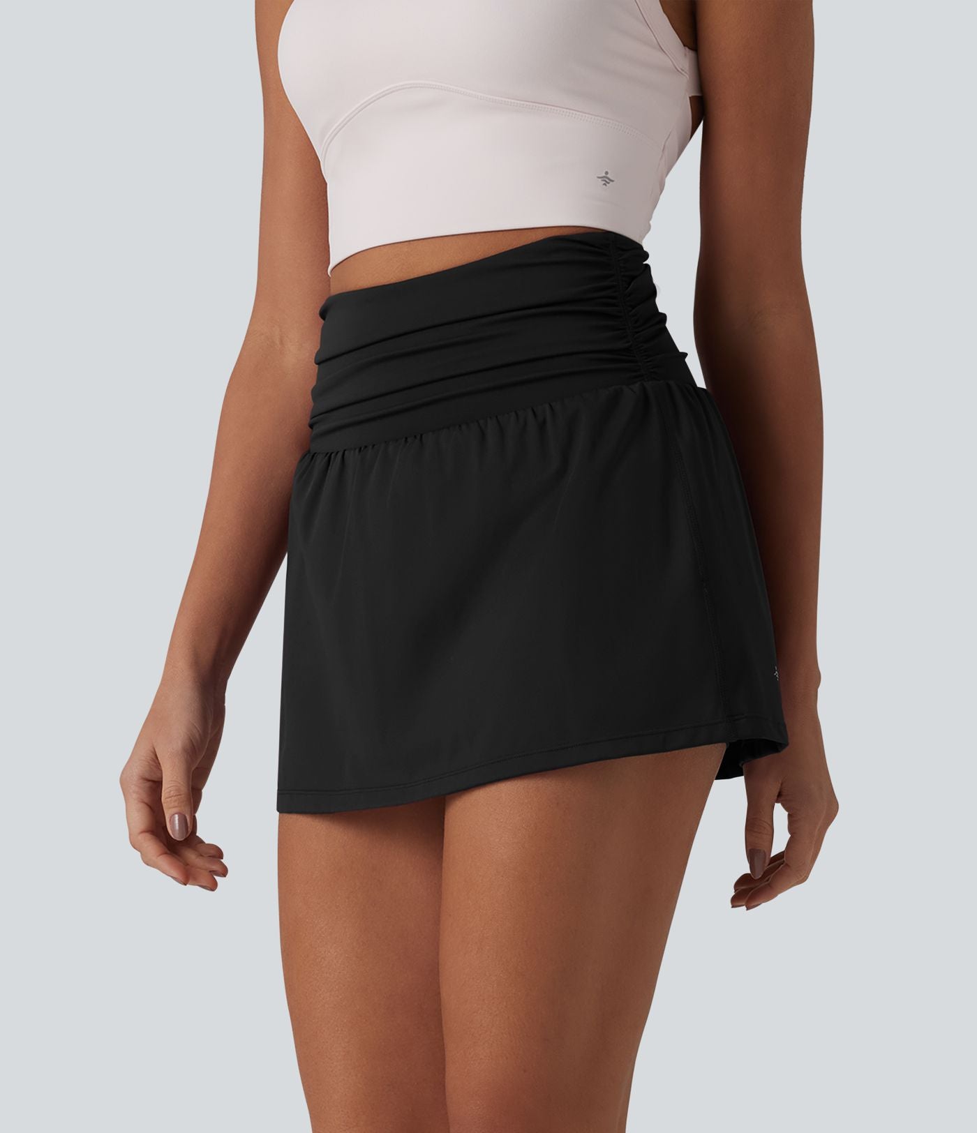 Jupe de tennis SoftlyZero™ Airy mini 2-en-1 gainante froncée taille haute à effet frais InstantCool et poches, protection solaire UPF50+