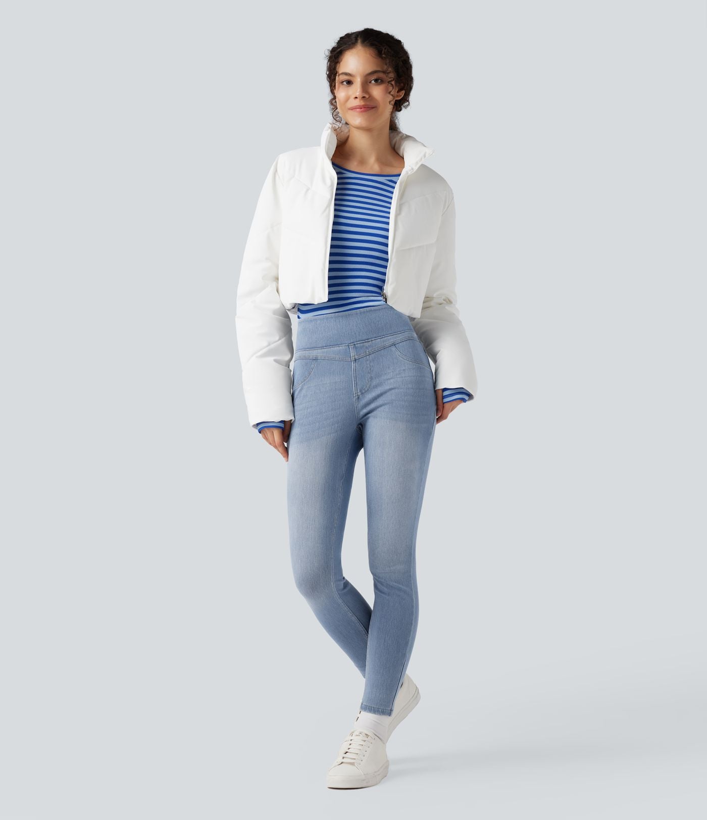 Legging skinny 7/8 en denim Halara Flex™ taille haute gainant avec poches