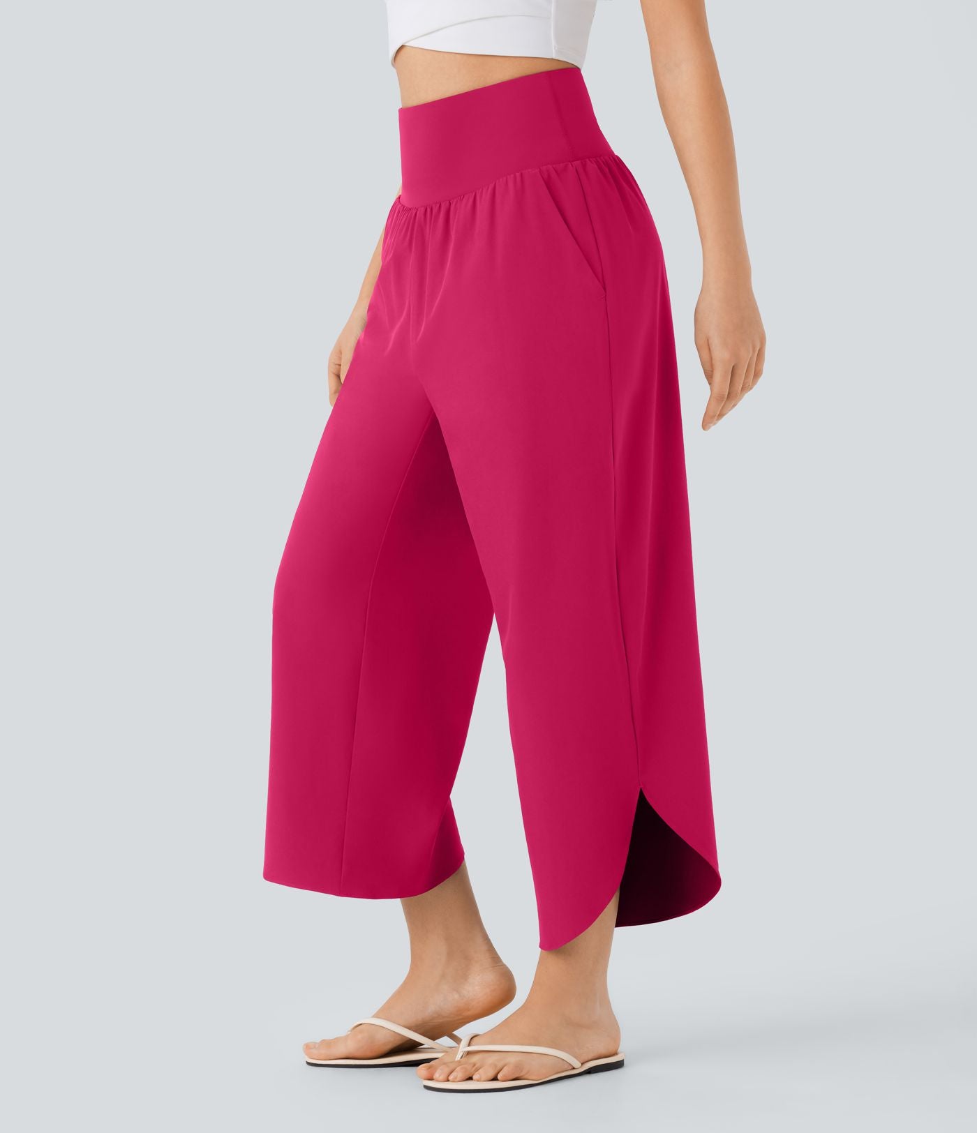 Pantalon fluide resort Breezeful™ à séchage rapide, coupe fendue et effet ventre plat