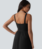 Robe midi SoftlyZero™ Airy effet frais InstantCool sans manches col V avec coques intégrées non amovibles et poches, bonnets E-G