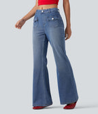 Jean évasé Halara Flex™ décontracté, taille moyenne, à poches