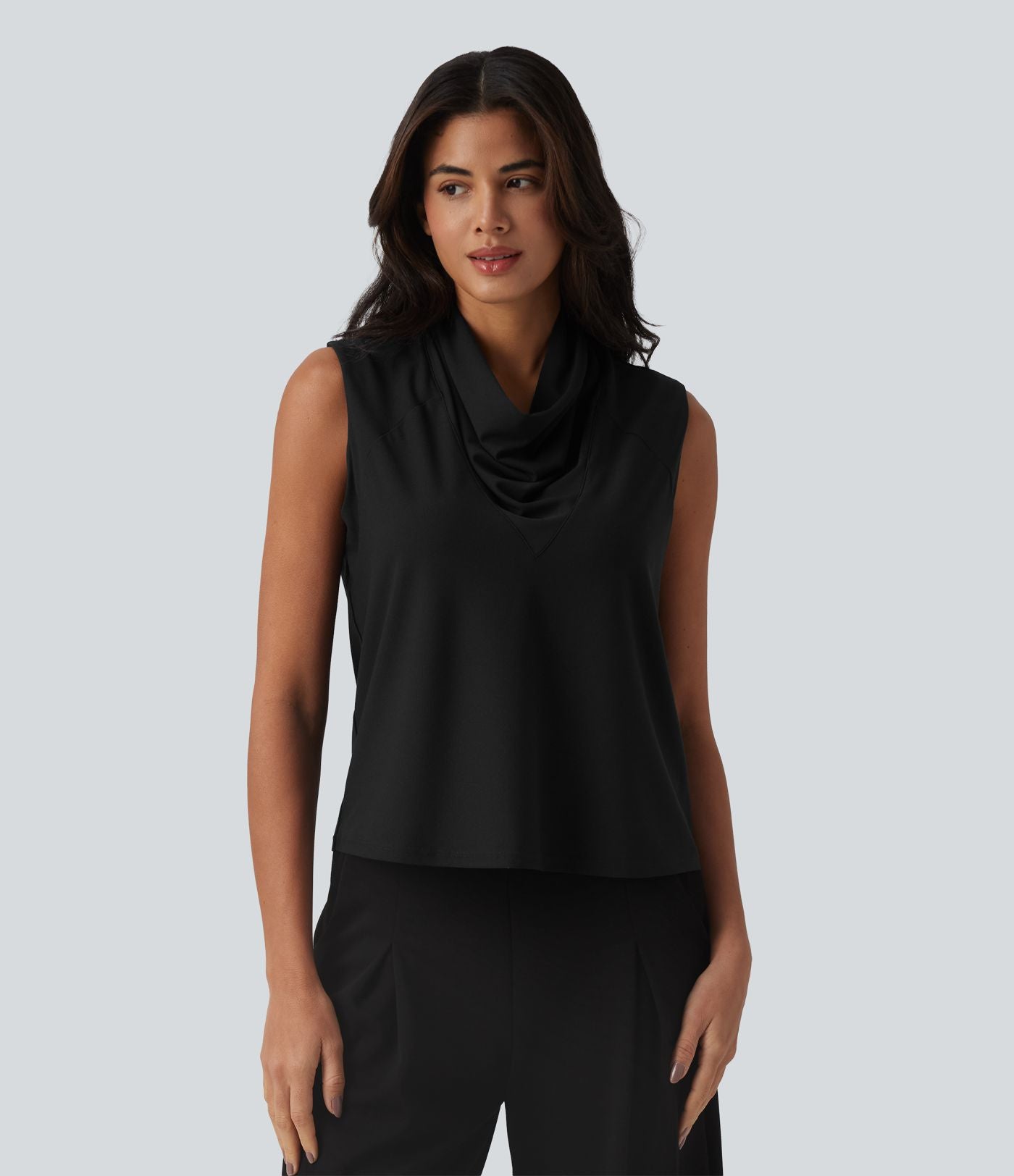 Blouse de travail sans manches à col drapé