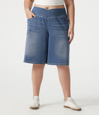 Short en jean Halara Flex™ ample décontracté grande taille ventre plat, taille haute, croisé, à poches