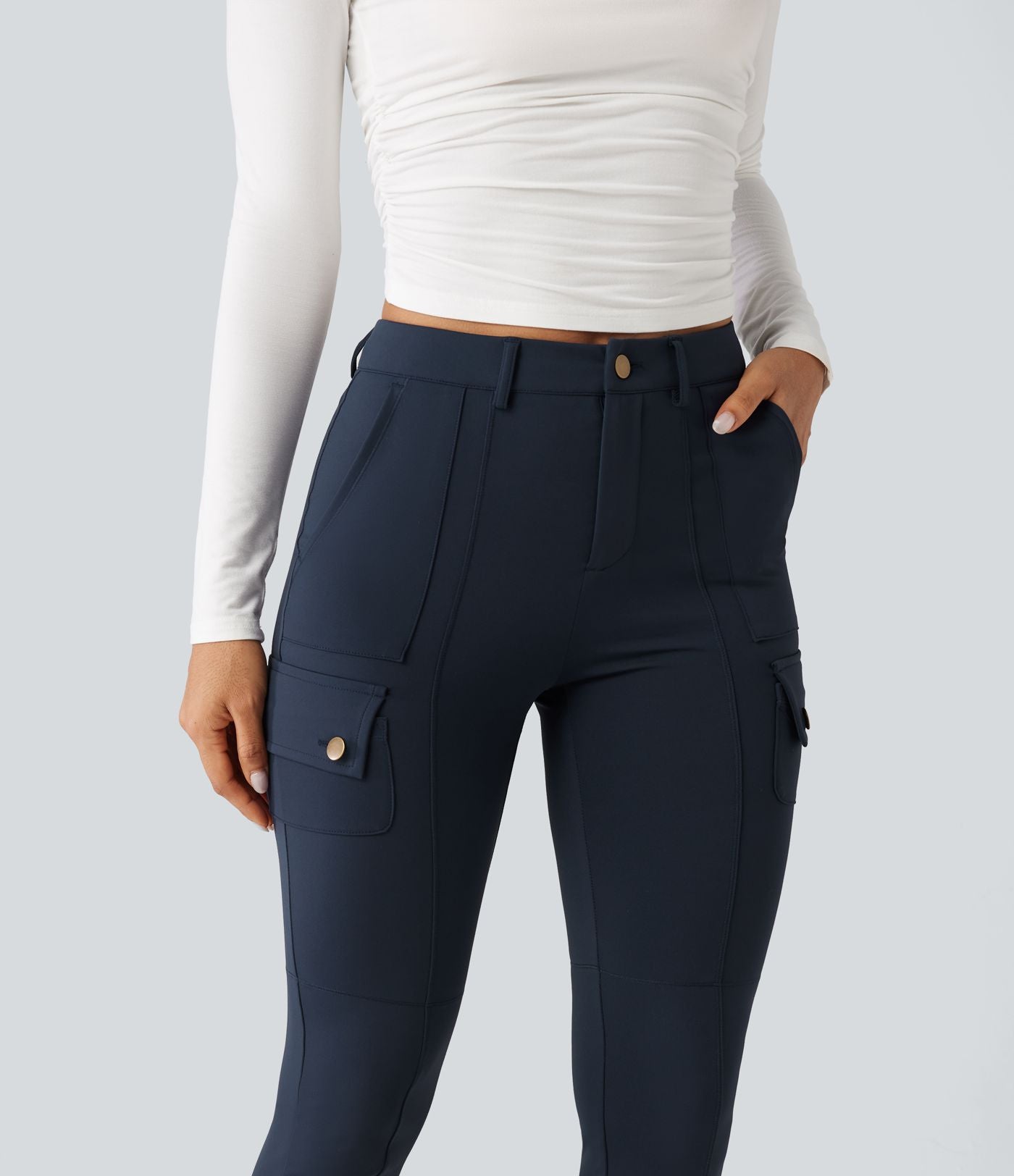 Pantalon cargo DayStretch taille haute galbant effet liftant fessiers avec poches