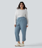 Pantalon golf grande taille fuselé taille mi-haute avec cordon de serrage, ourlet arrondi, séchage rapide et poches - UPF40+
