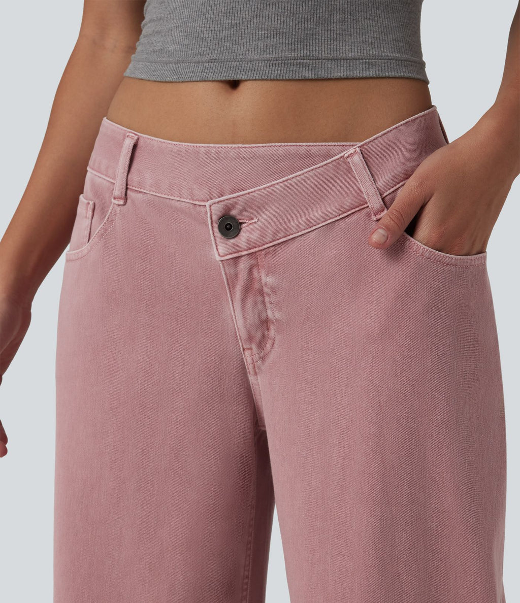Halara Flex™ Jean large casual asymétrique coloré taille basse avec poches