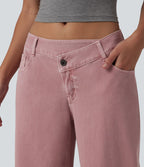 Halara Flex™ Jean large casual asymétrique coloré taille basse avec poches