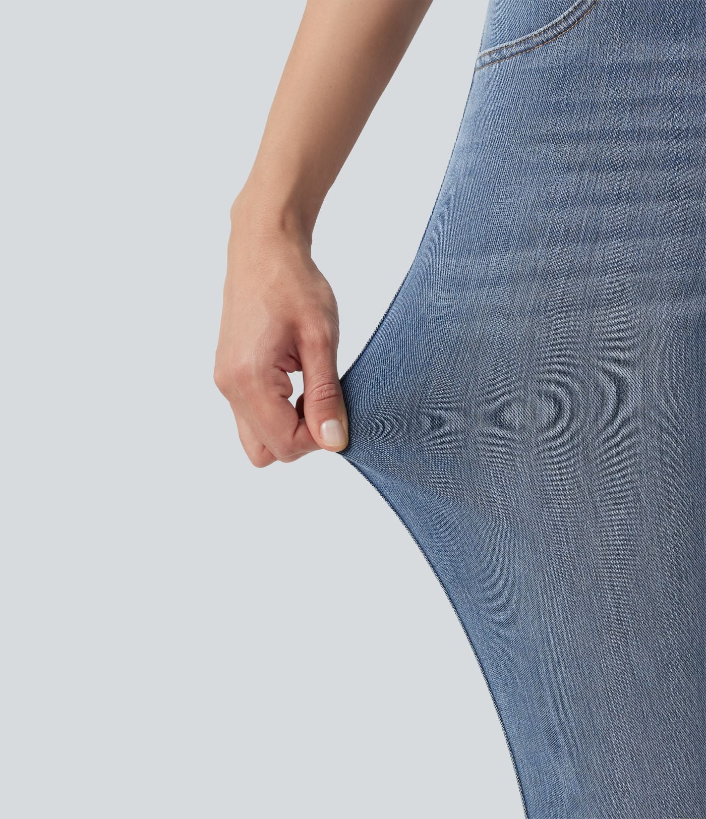 Jean skinny Halara Flex™ taille haute délavé à rayures avec poches