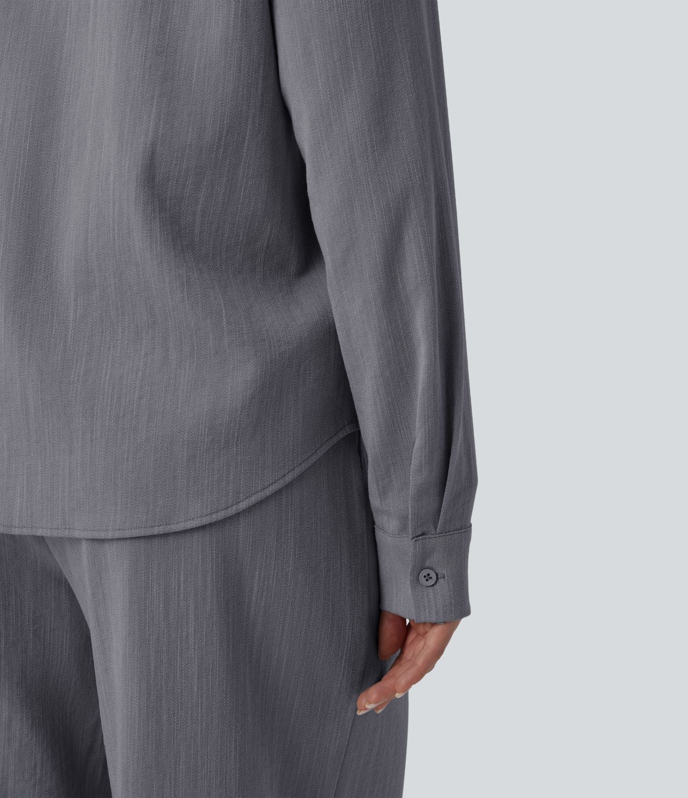 Chemise manches longues aspect lin avec poche