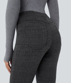 Halara Flex™ Pantalon skinny tailleur taille haute à motif pied-de-poule avec poches arrière