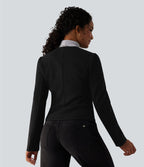 Veste tailleur polaire col rond manches longues à fermeture éclair